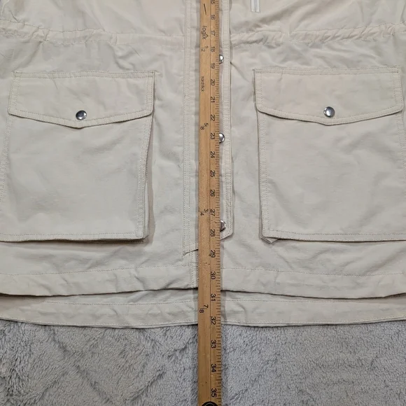 J. Crew Jacket Womens L White Cream Relaxed Perfect Lightweight Hooded Rain - Picture 7 of 10